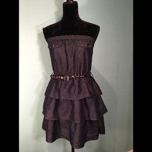 Gold Drama Strapless Jean Dress Size L